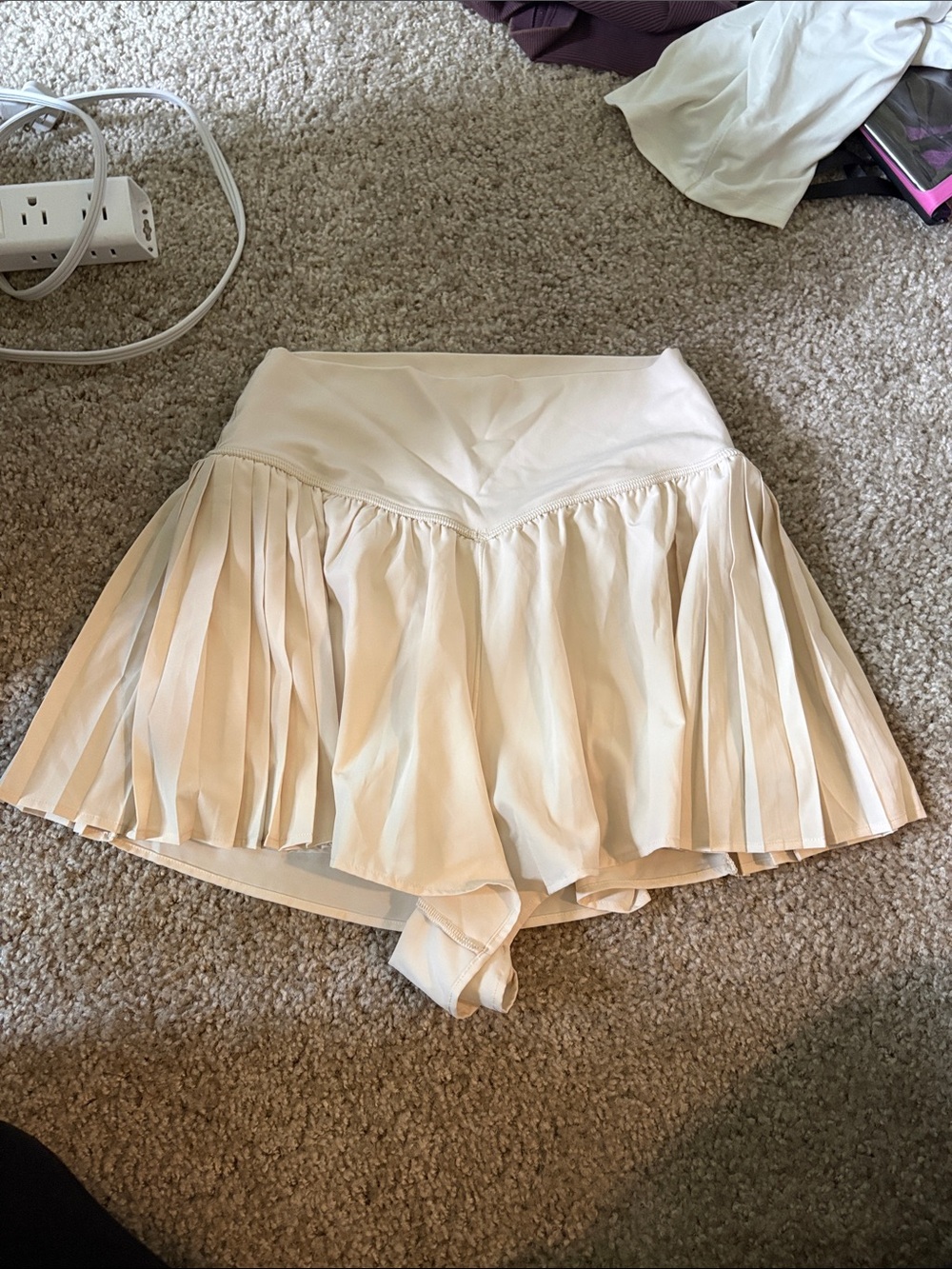 aerie offline Cream Pleated Athletic Shorts